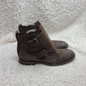 Sartore‎ Paris Distressed Leather Double Buckle Ankle Boots sz 38